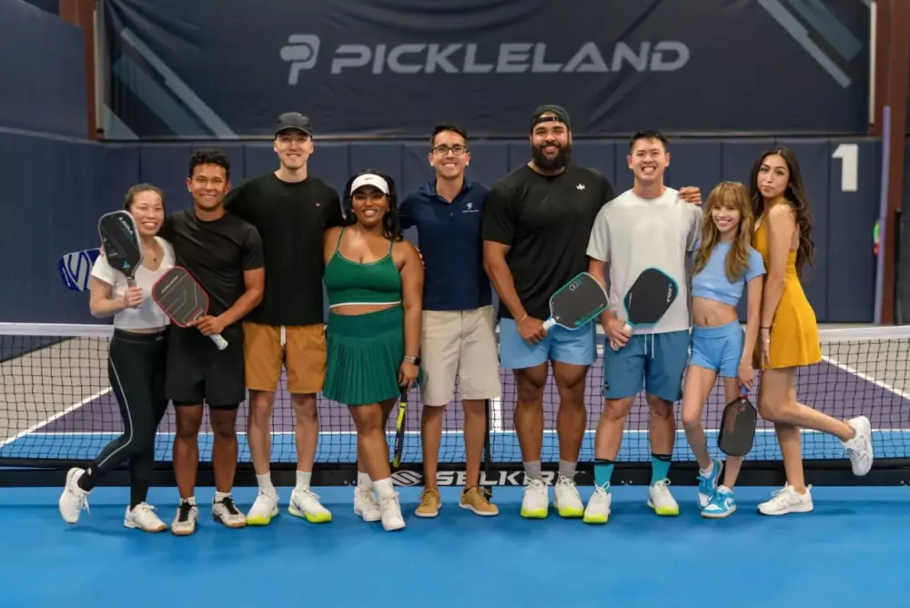 Players inside the Pickleland indoor pickleball club in Austin