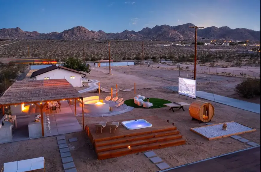 Moonstone Bungalow desert getaway with private pickleball court in Joshua Tree, California