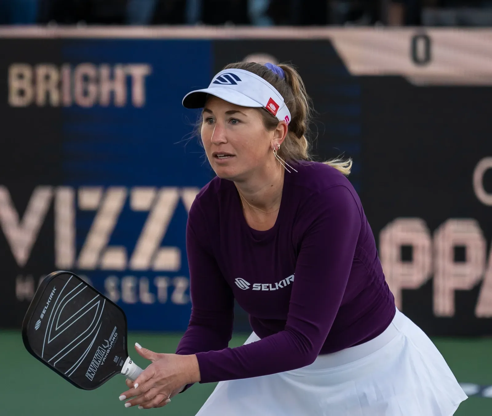 Pro pickleball player Lauren Stratman playing doubles