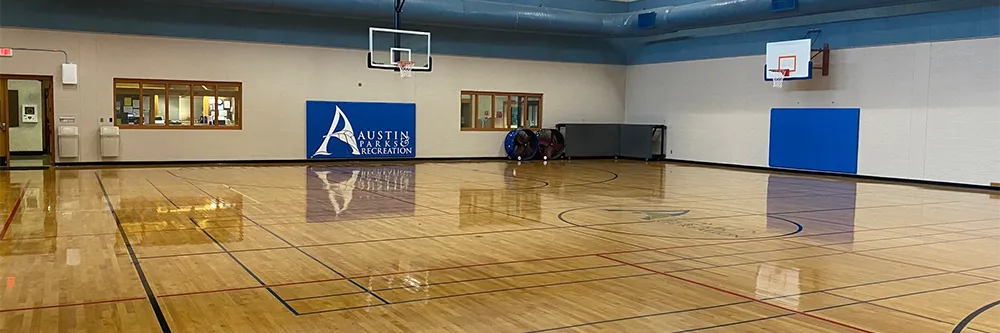 Indoor pickleball court at the Austin Recreation Center in downtown Austin