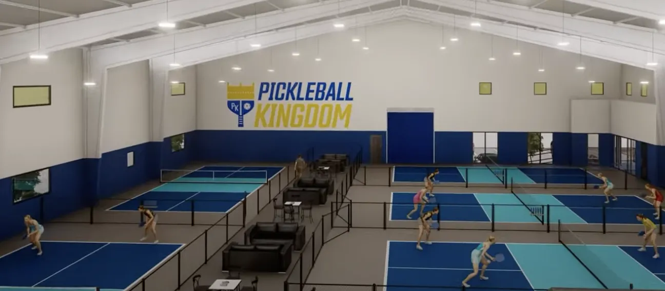 Indoor pickleball courts at Pickleball Kingdom in Pflugerville, Texas