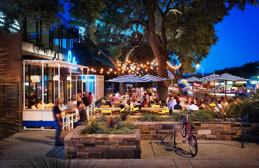 Shops and colorful storefronts along South Congress Avenue in Austin