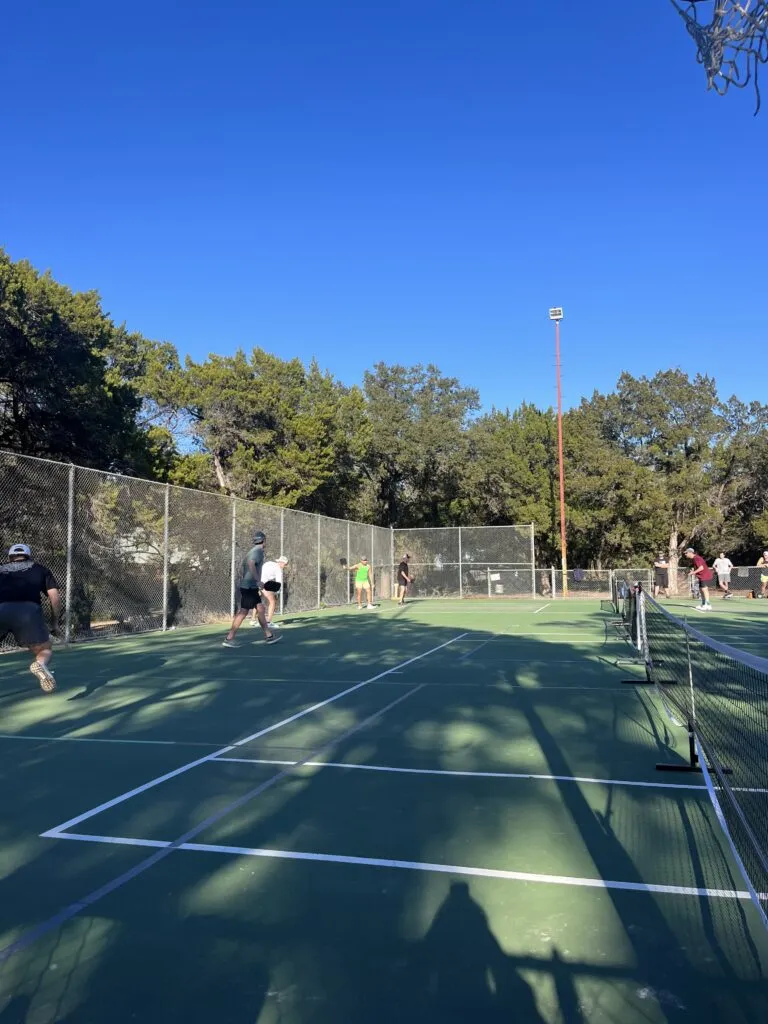 Pickleball courts and nets set up at South Austin Rec Center (SARC)