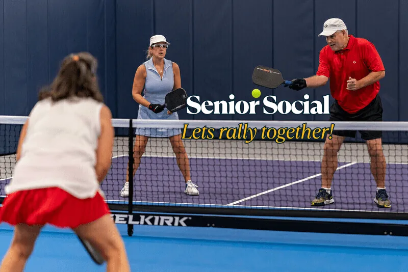 Seniors playing pickleball together at Pickleland's Senior Social in Austin