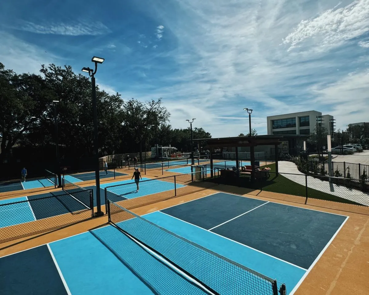 Sand pickleball courts at The Sandy Pickle in Dallas